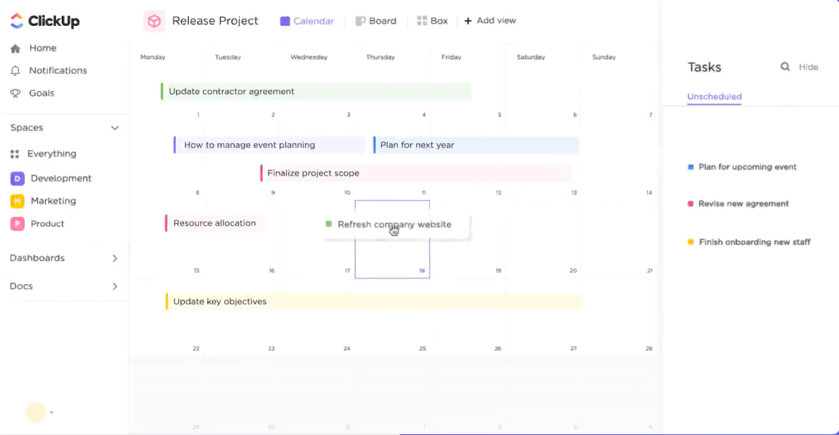 ClickUp workspace with docs and tasks