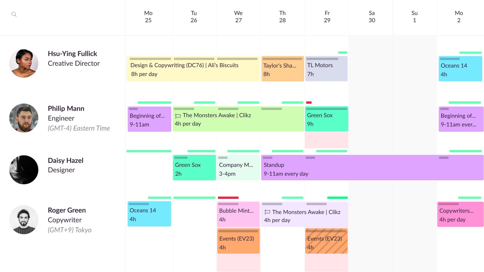 Resource Guru scheduling calendar view